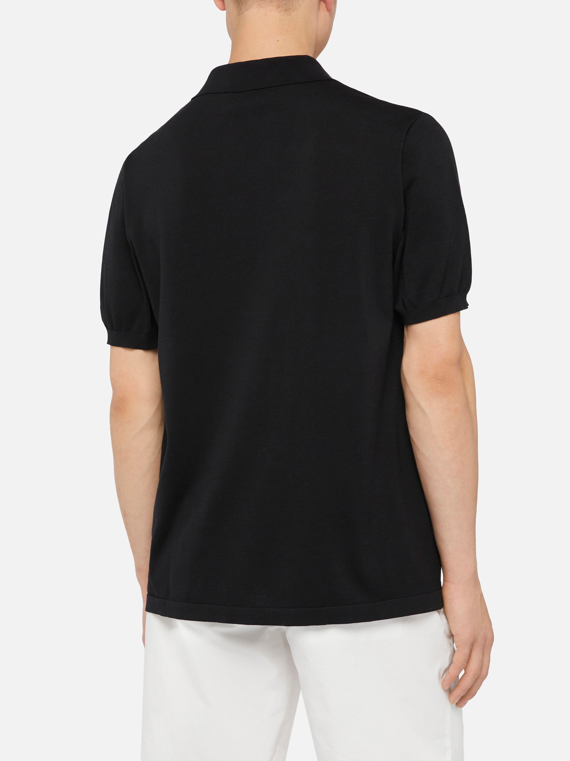 Sloan black silk cotton knitted polo shirt - MC2 Saint Barth