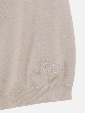 Polo Sloan in maglia seta e cotone beige