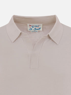 Polo Sloan in maglia seta e cotone beige