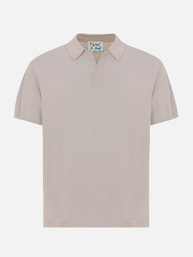 Polo Sloan in maglia seta e cotone beige