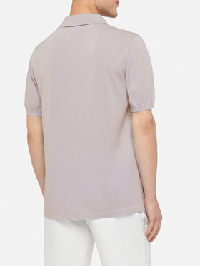 Polo Sloan in maglia seta e cotone beige