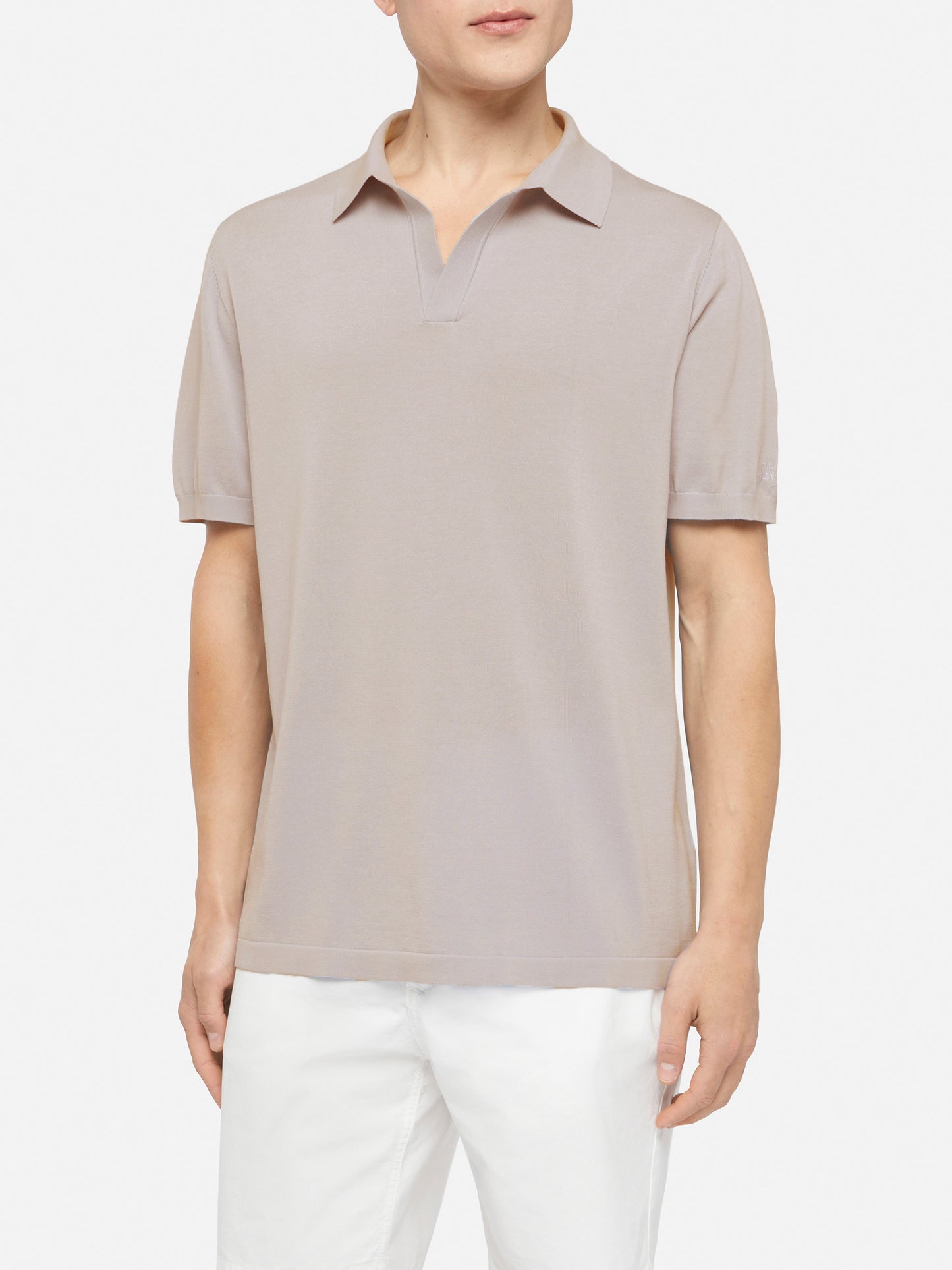 Polo Sloan in maglia seta e cotone beige