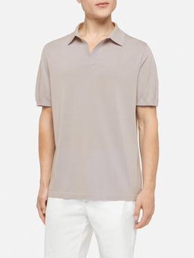 Polo Sloan in maglia seta e cotone beige