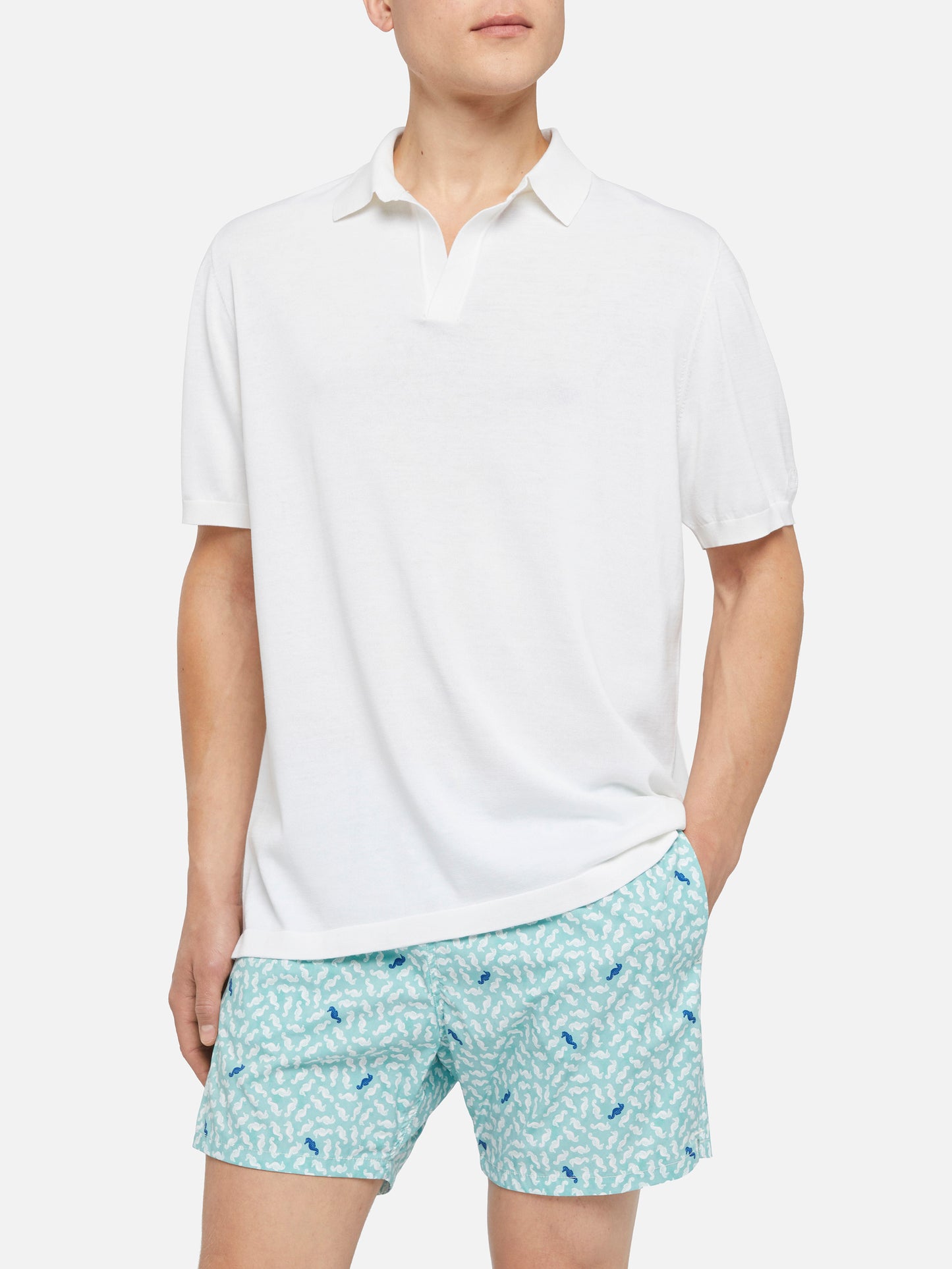 Sloan white silk cotton knitted polo shirt - MC2 Saint Barth