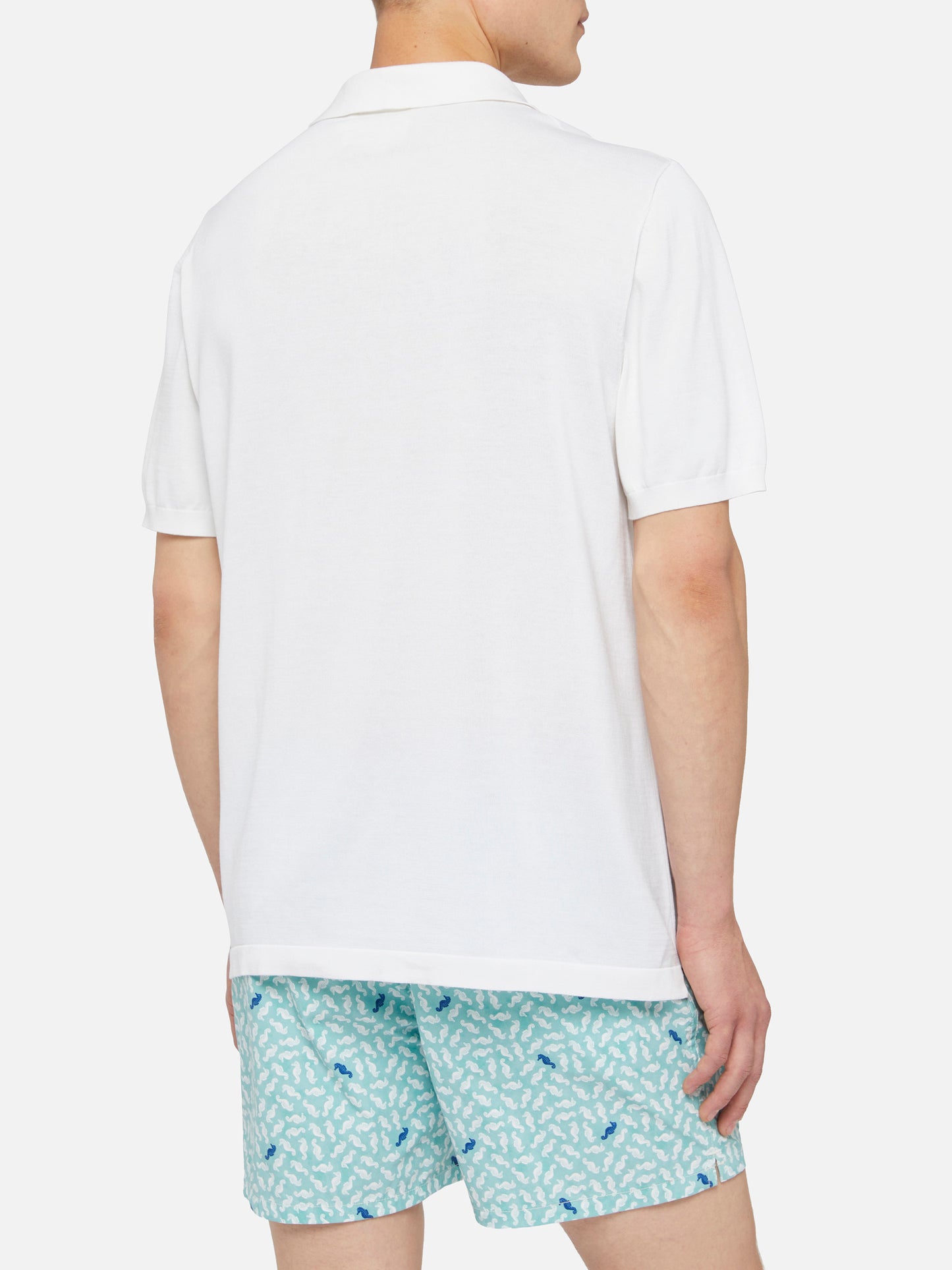 Sloan white silk cotton knitted polo shirt - MC2 Saint Barth