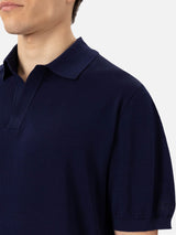 Polo Sloan in maglia di seta e cotone blu navy