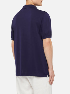 Sloan navy blue silk cotton knitted polo shirt - MC2 Saint Barth