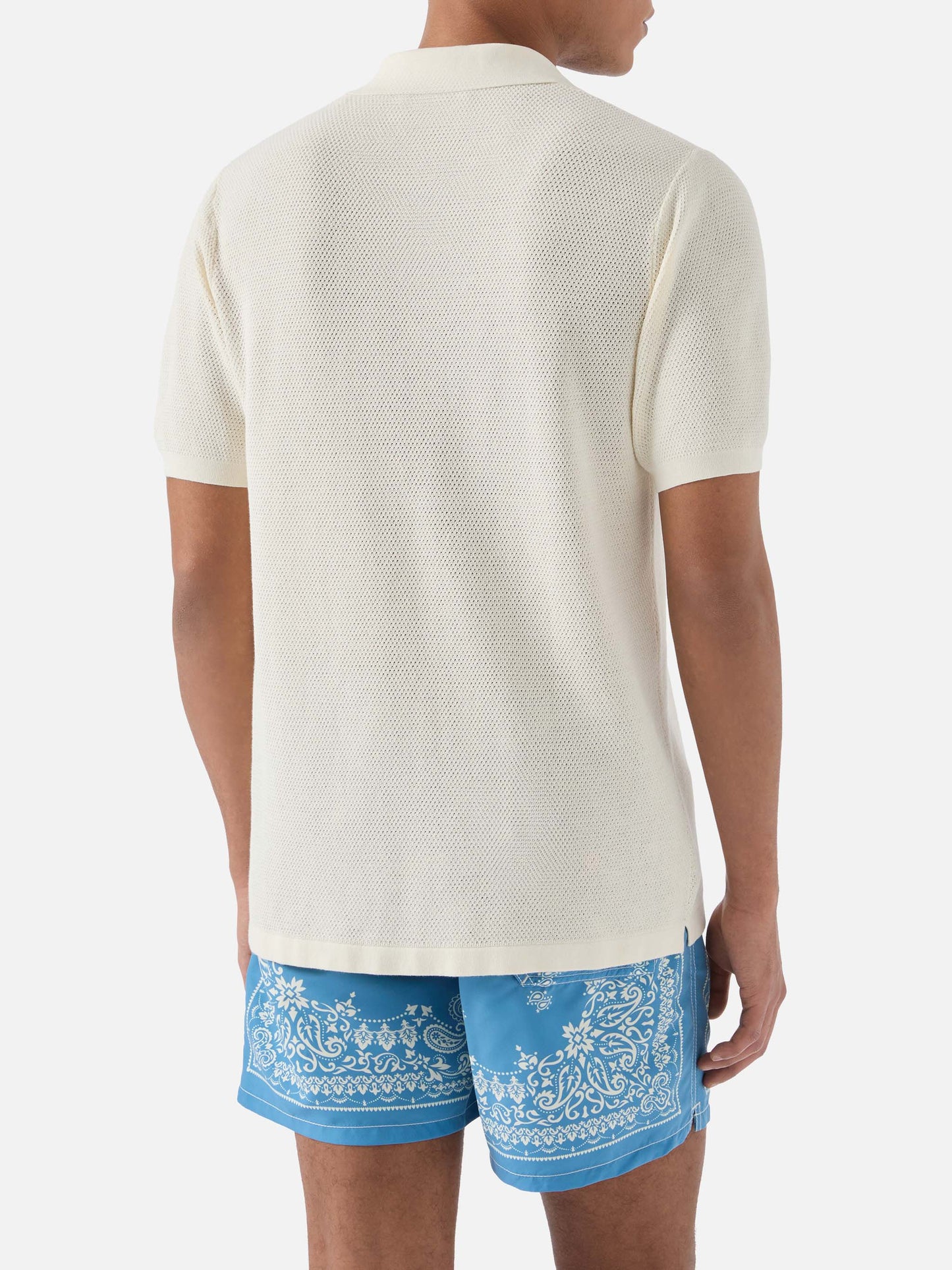 Polo Sloan Mesh in cotone pregiato high twist beige