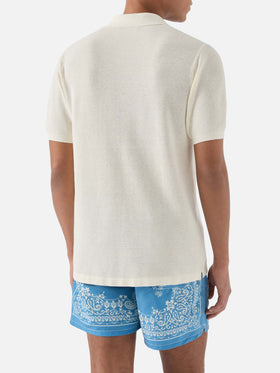 Polo Sloan Mesh in cotone pregiato high twist beige