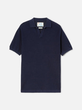 Sloan Mesh blue polo in premium high-twist cotton