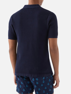 Sloan Mesh blue polo in premium high-twist cotton