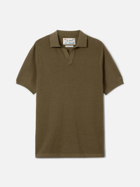 Polo Sloan Mesh in cotone pregiato high twist verde militare