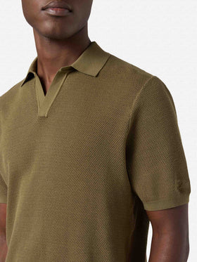 Polo Sloan Mesh in cotone pregiato high twist verde militare