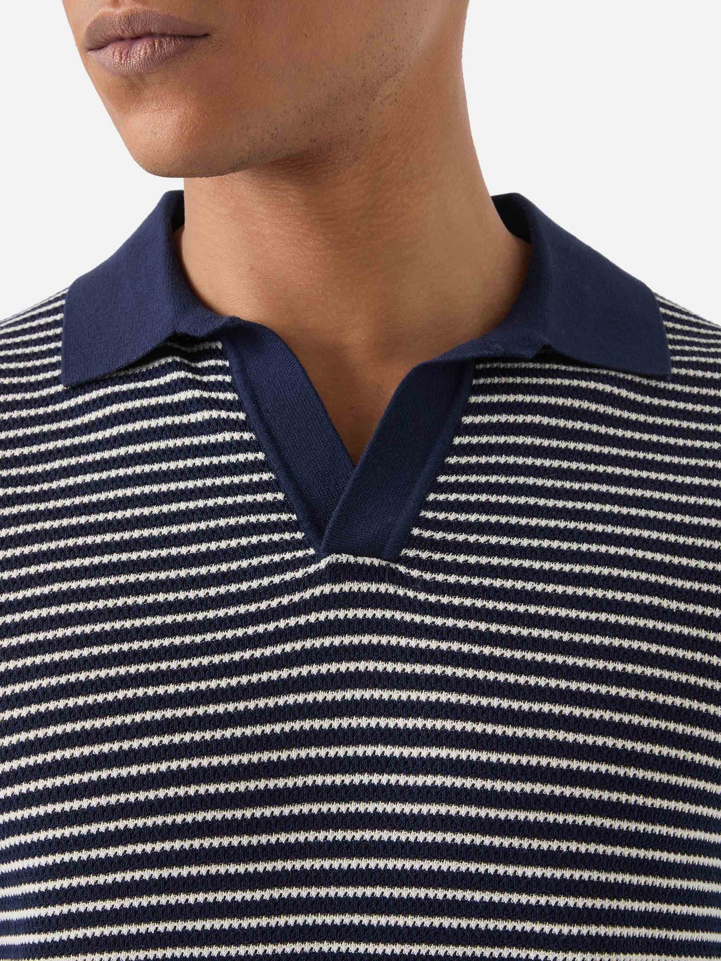 Polo Sloan in cotone pregiato high twist a righe blu