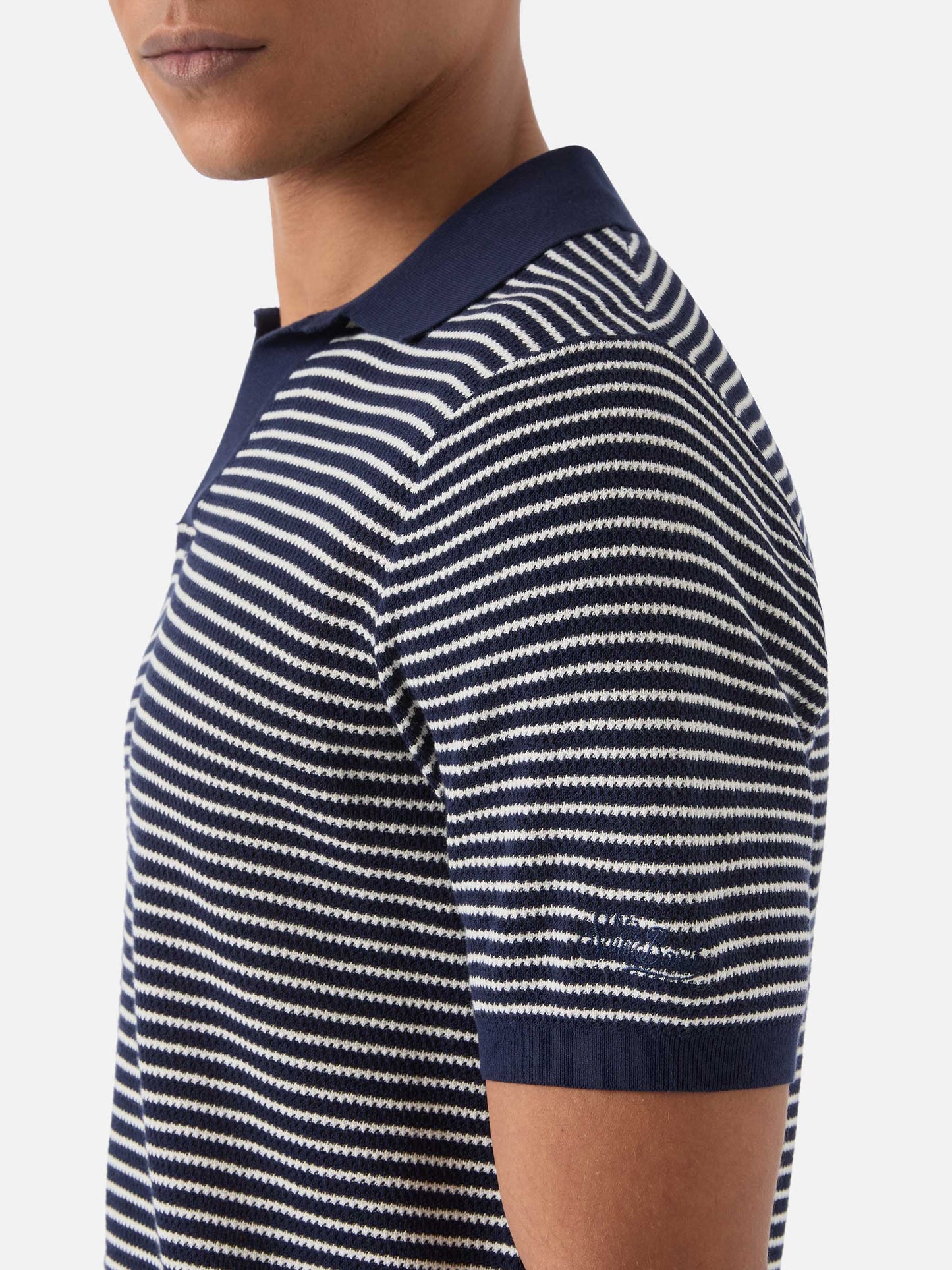 Polo Sloan in cotone pregiato high twist a righe blu