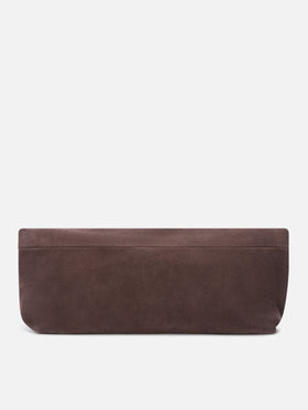 Braune Wildleder-Maxi pouch mit Logo-Patch 