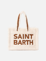 Borsa piccola morbida bianca Teddy con logo Saint Barth e tracolla