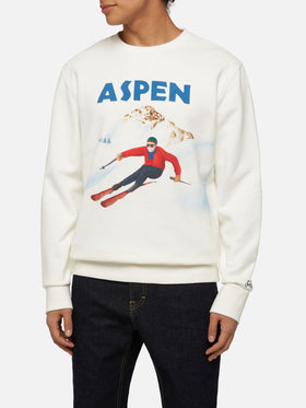 Cotton fleece sweatshirt Soho with Aspen postcard print - MC2 Saint Barth