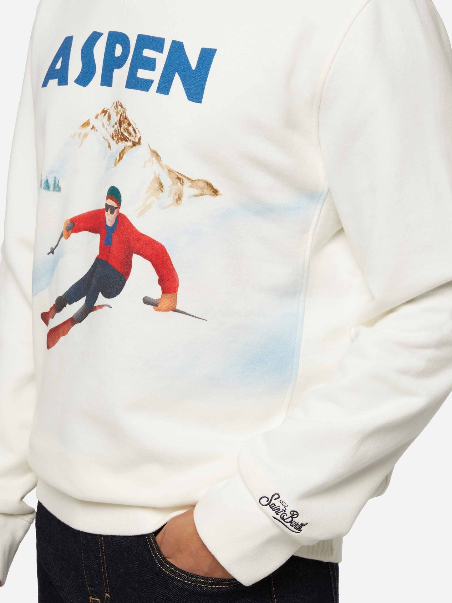 Cotton fleece sweatshirt Soho with Aspen postcard print - MC2 Saint Barth