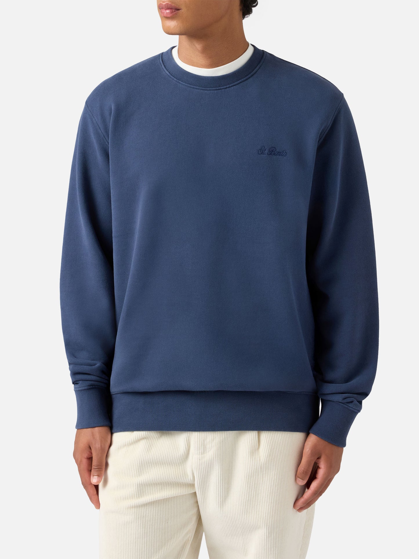 Felpa  Soho in cotone blu navy con ricamo St. Barth