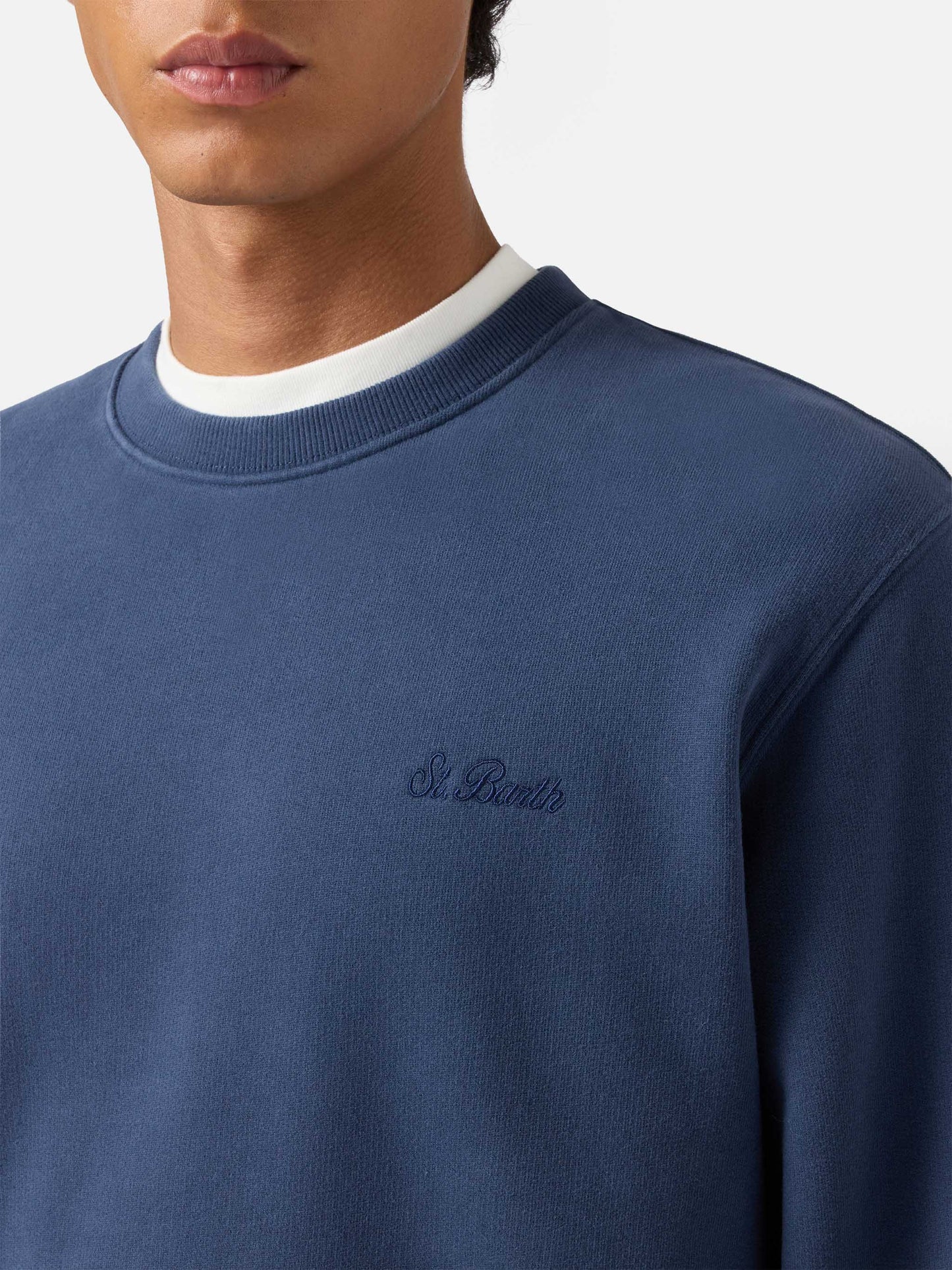 Felpa  Soho in cotone blu navy con ricamo St. Barth