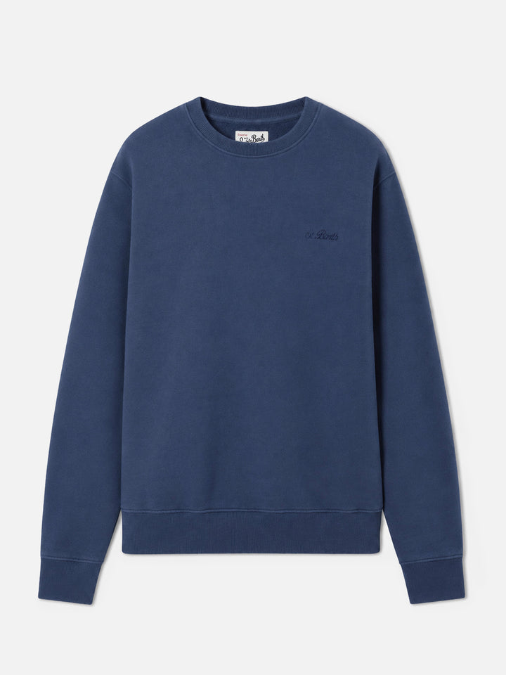 Soho cotton sweatshirt in navy blue with St. Barth embroidery
