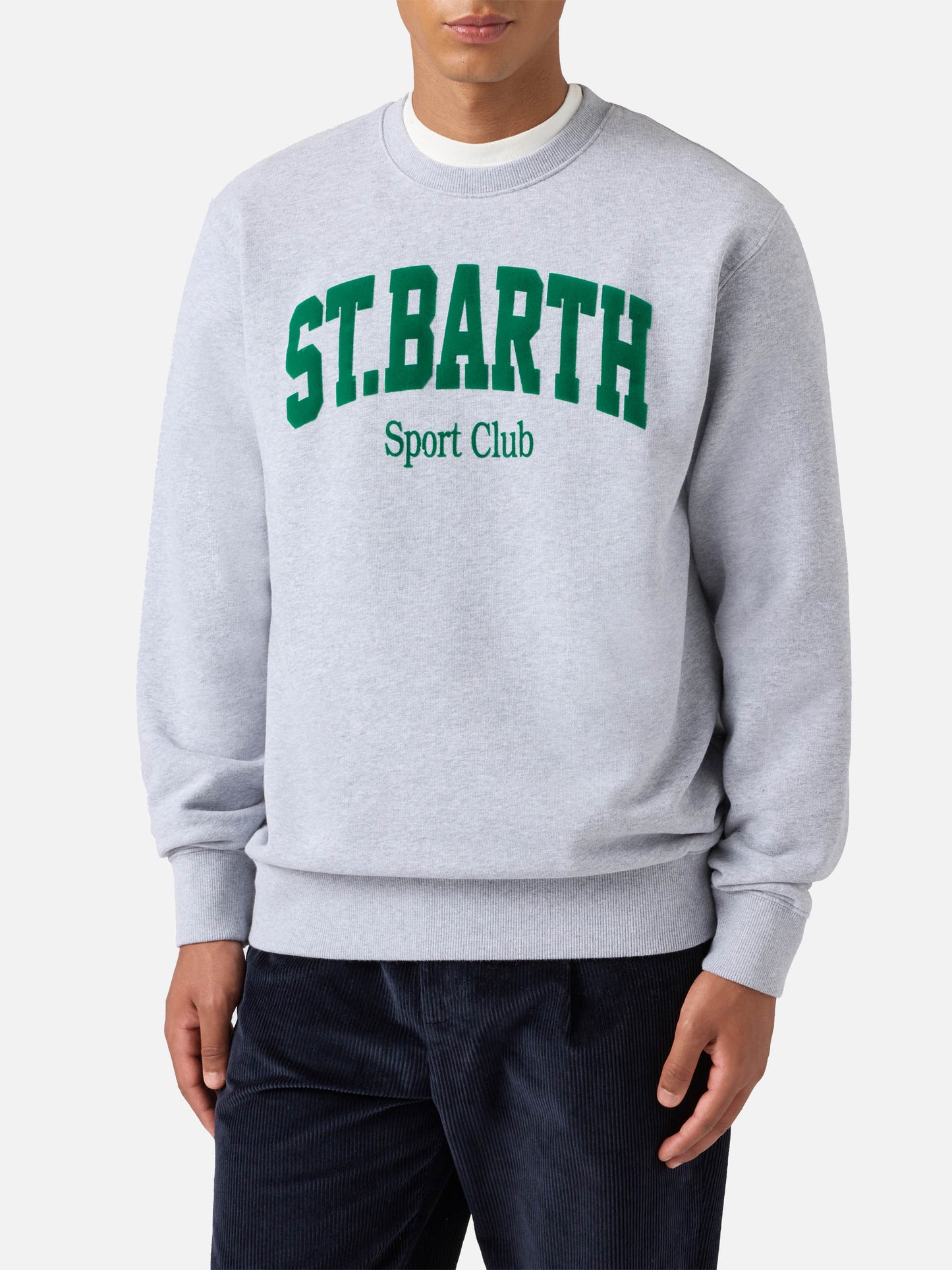 Soho Baumwoll-Sweatshirt in Graumeliert mit Flockdruck des St. Barth Sport Clubs