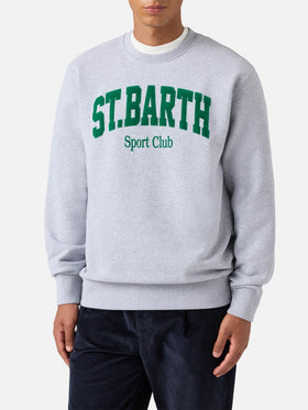 Soho Baumwoll-Sweatshirt in Graumeliert mit Flockdruck des St. Barth Sport Clubs