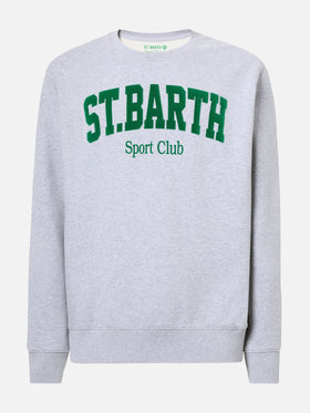 Soho Baumwoll-Sweatshirt in Graumeliert mit Flockdruck des St. Barth Sport Clubs