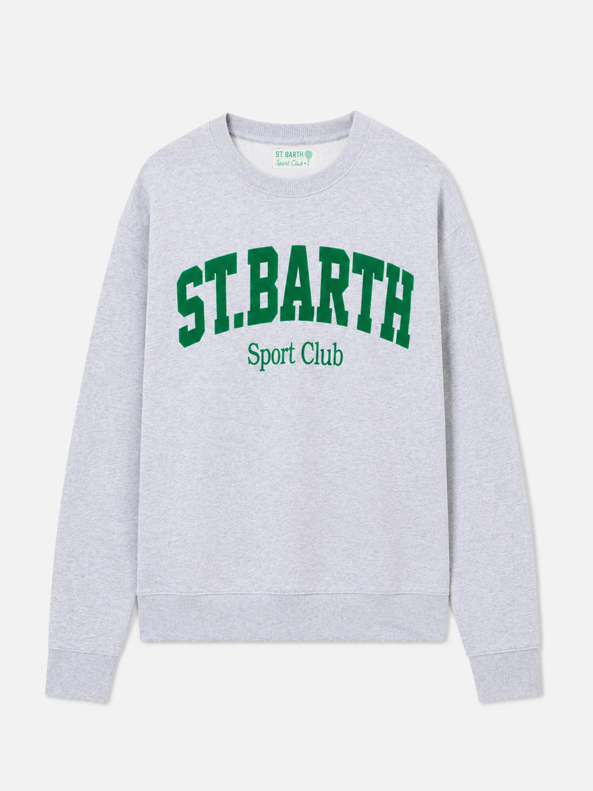 Felpa Soho in cotone grigio melange con stampa flock St. Barth sport club