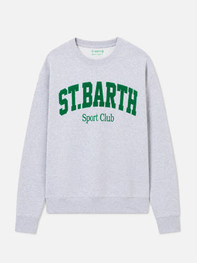 Felpa Soho in cotone grigio melange con stampa flock St. Barth sport club