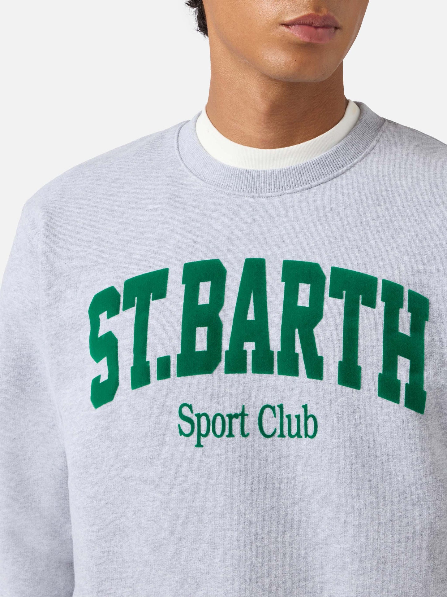 Soho Baumwoll-Sweatshirt in Graumeliert mit Flockdruck des St. Barth Sport Clubs