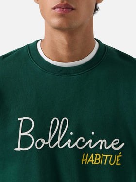Sudadera con cuello redondo Soho en algodón verde con bordado Bollicine Habitué 