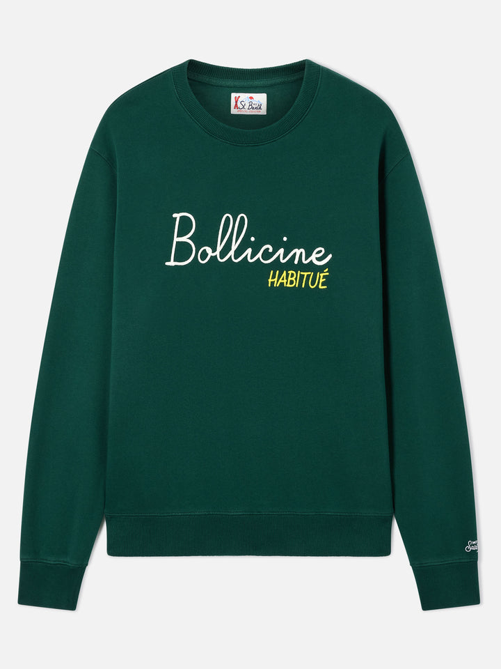 Sudadera con cuello redondo Soho en algodón verde con bordado Bollicine Habitué 