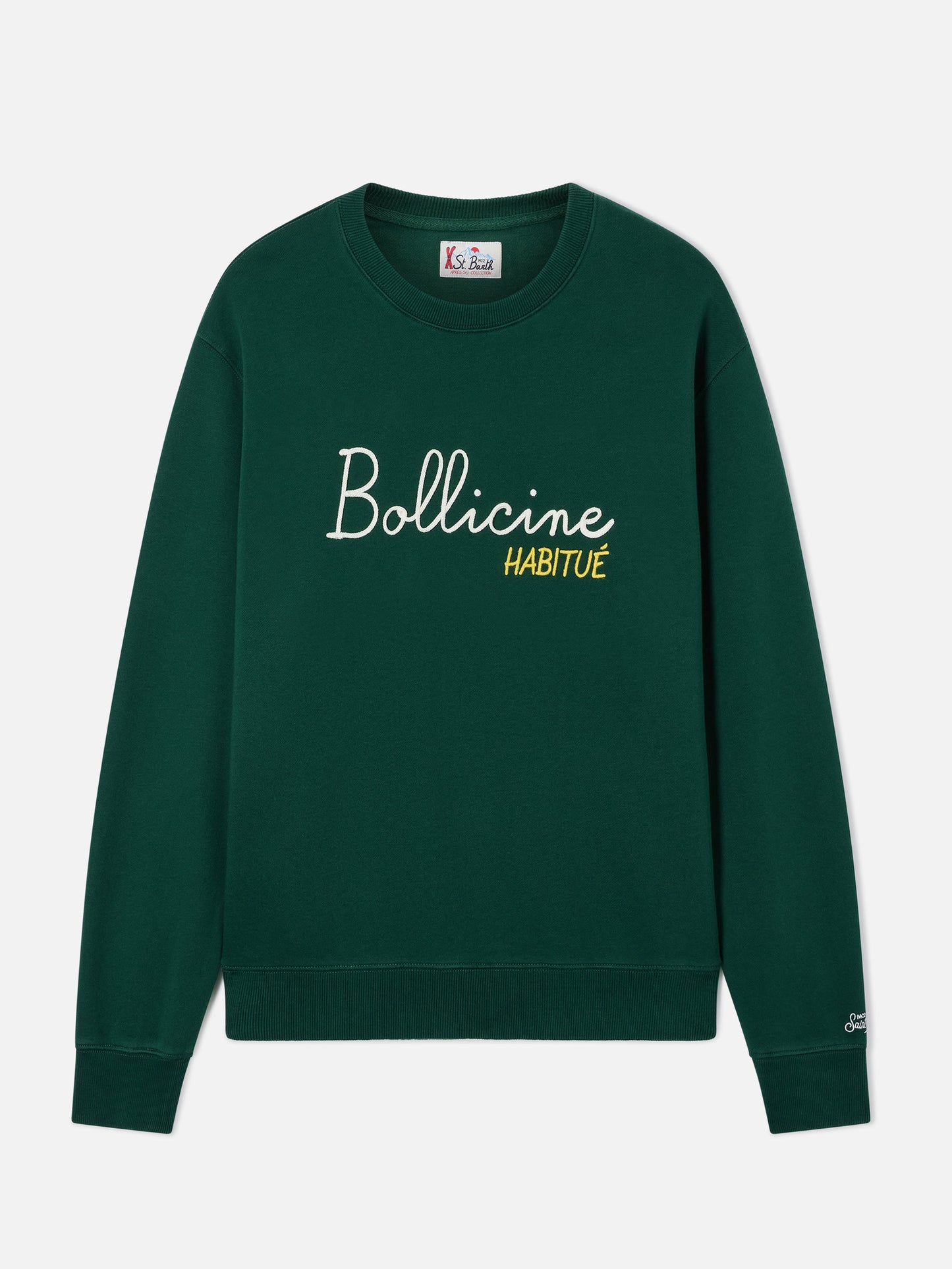 Sudadera con cuello redondo Soho en algodón verde con bordado Bollicine Habitué 