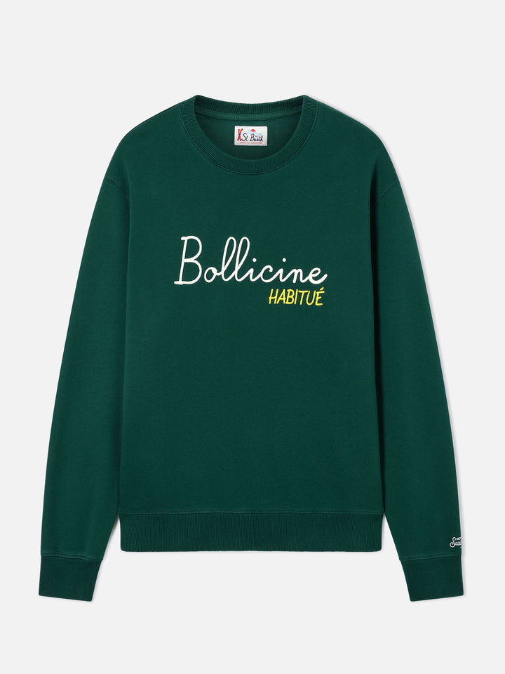 Sudadera con cuello redondo Soho en algodón verde con bordado Bollicine Habitué 