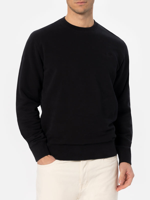 Man black sweatshirt Soho with St. Barth embroidery