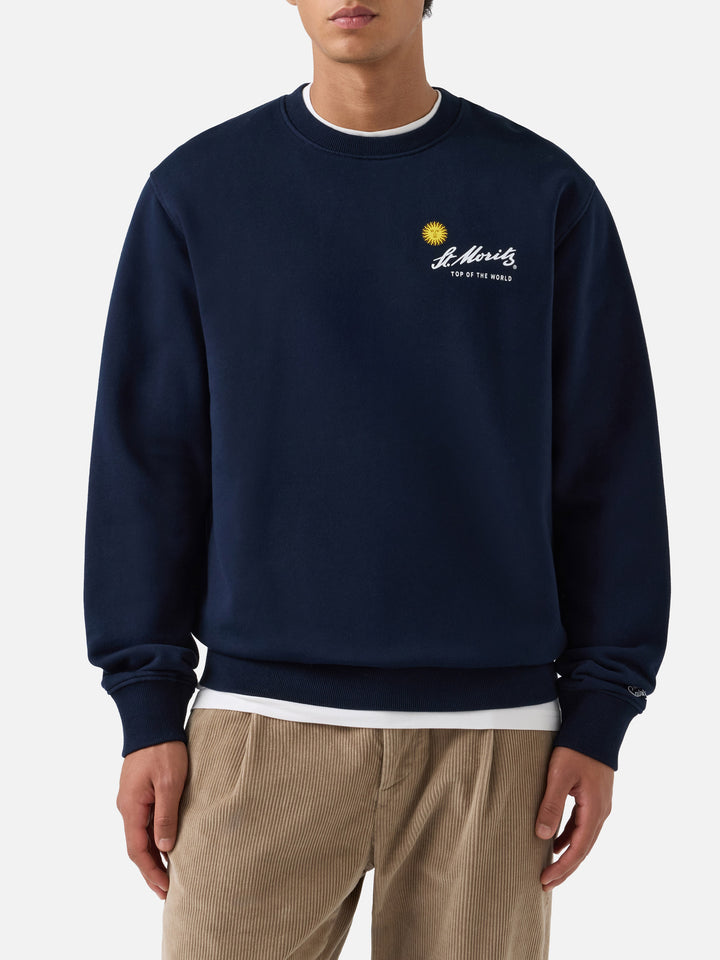 Sudadera de algodón Soho Navy blue con estampado St. Moritz en la espalda | Special edition 
