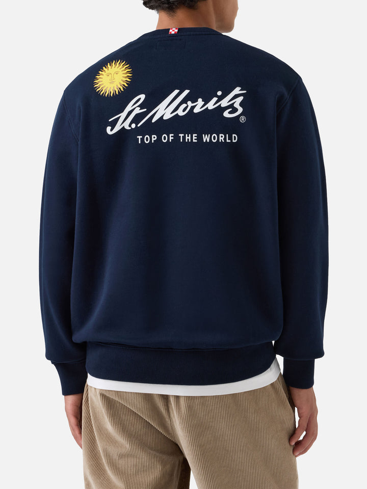Sweat-shirt Soho en coton Navy blue avec imprimé St. Moritz au dos | Special edition 