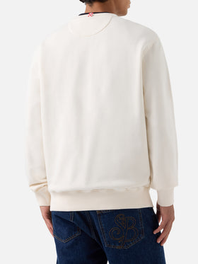 Soho Rundhals-Sweatshirt aus weißer Baumwolle mit St. Barth-Print 