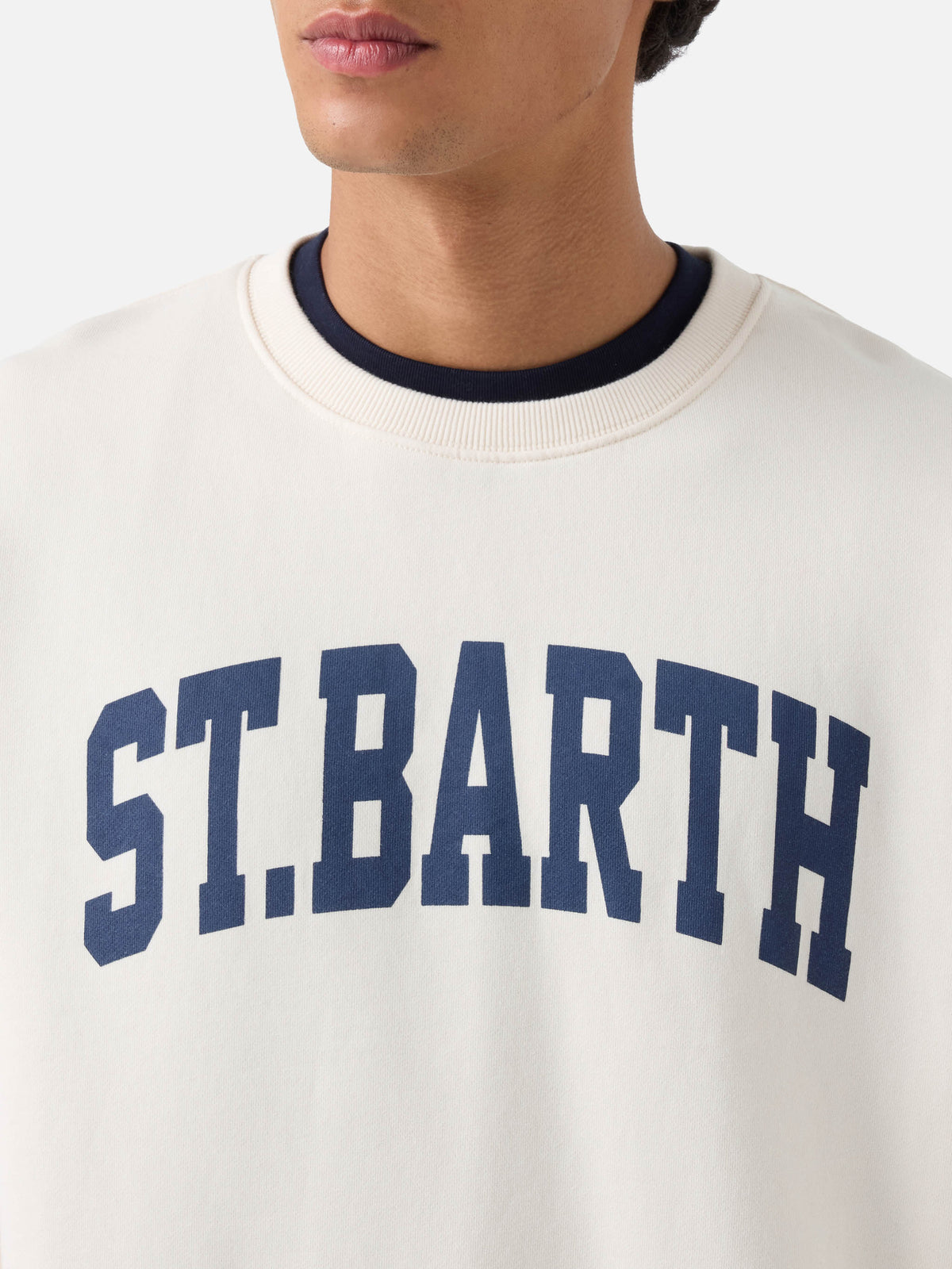 Soho Rundhals-Sweatshirt aus weißer Baumwolle mit St. Barth-Print 