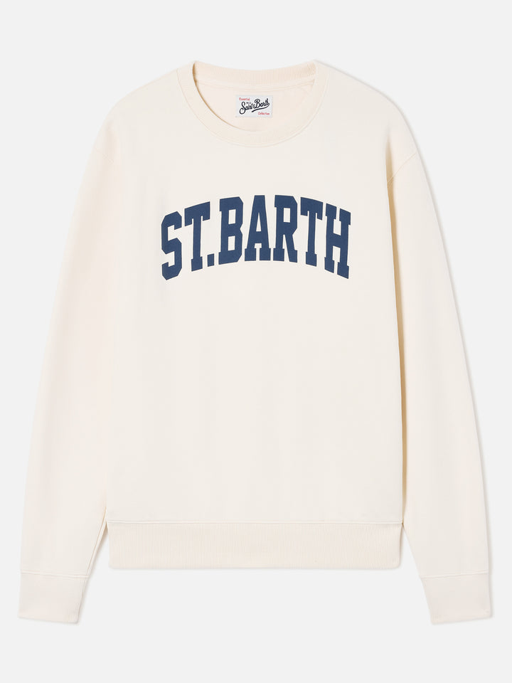 Sudadera de cuello redondo Soho en algodón blanco con estampado St. Barth 