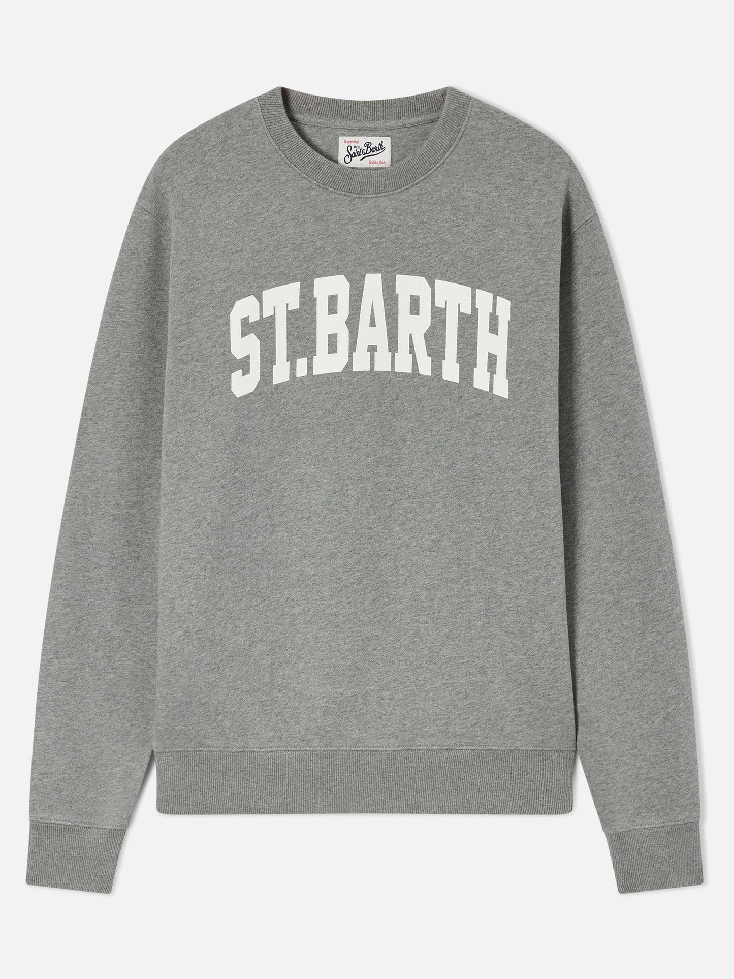Felpa girocollo Soho in cotone grigia con stampa St. Barth