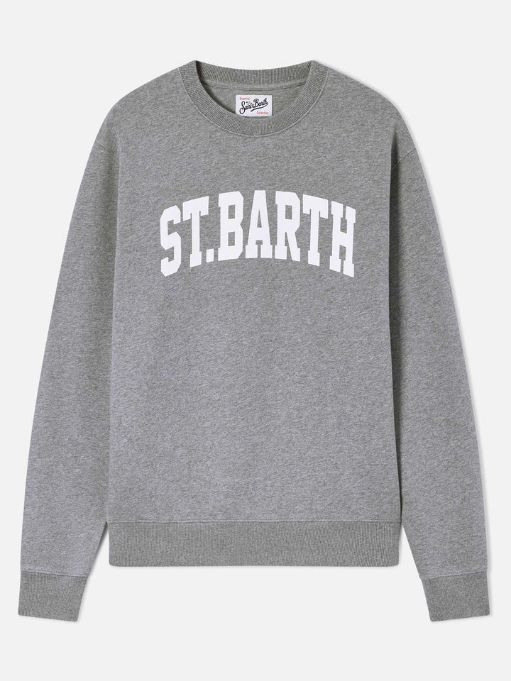 Sudadera de cuello redondo Soho en algodón gris con estampado St. Barth 