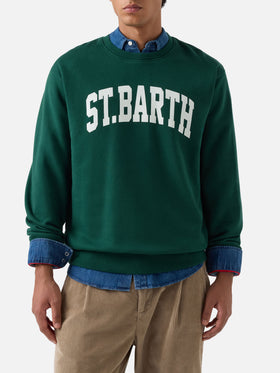 Felpa Soho verde in cotone con stampa St. Barth