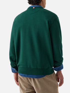 Felpa Soho verde in cotone con stampa St. Barth
