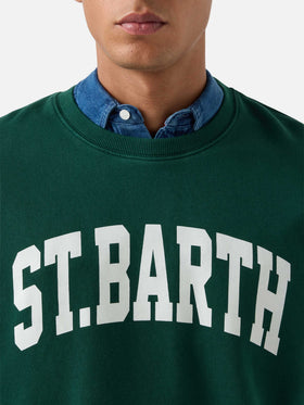 Felpa Soho verde in cotone con stampa St. Barth