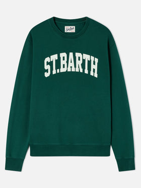 Felpa Soho verde in cotone con stampa St. Barth