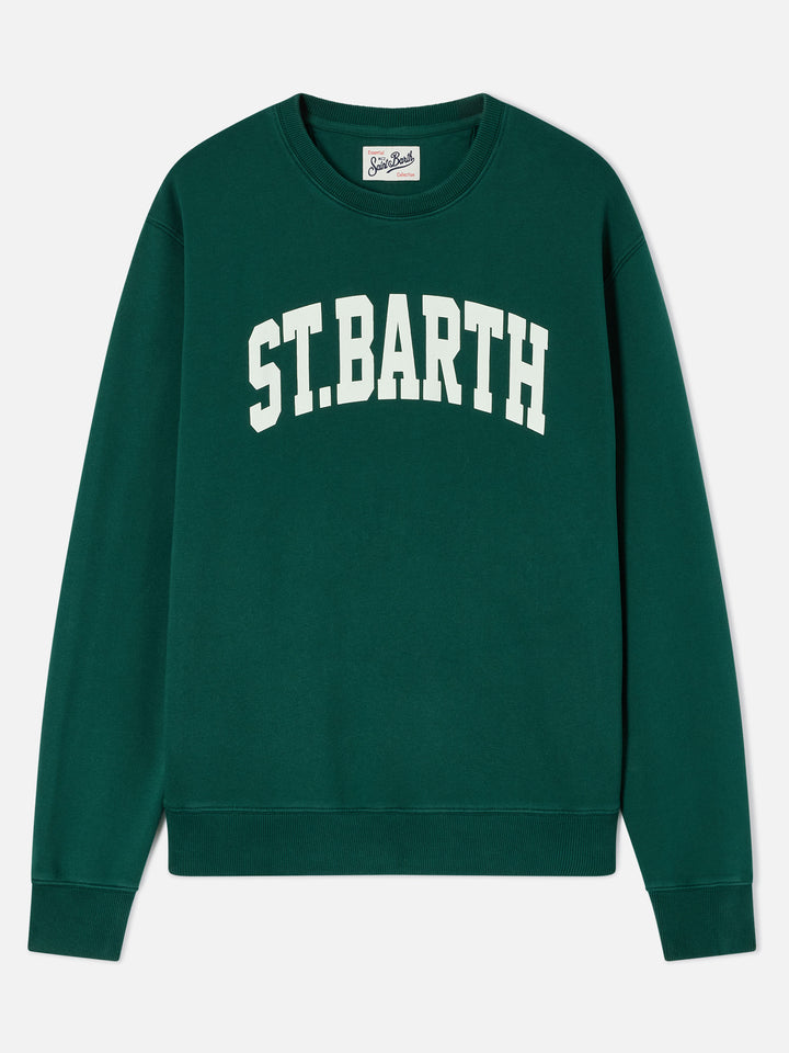 Sudadera de cuello redondo Soho en algodón verde con estampado St. Barth 