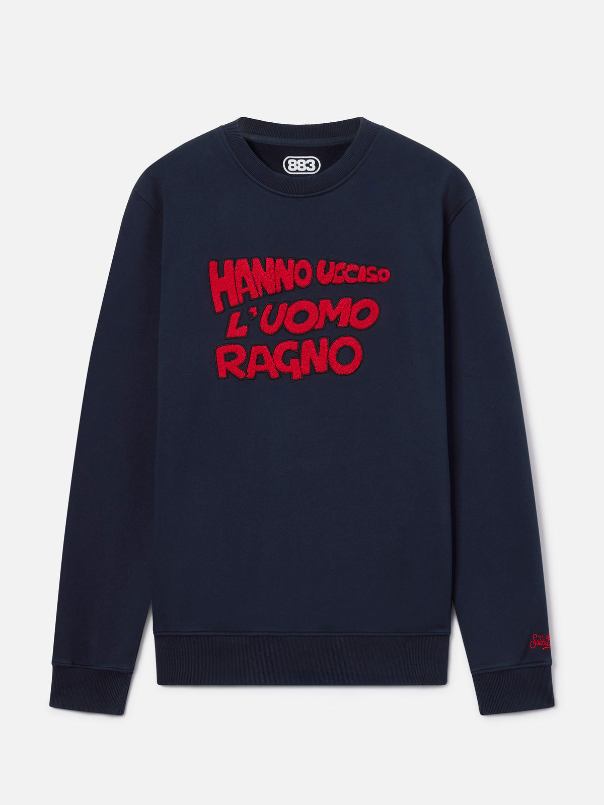 Sweat-shirt Soho en coton Navy blue avec broderie Uomo Ragno | Special edition 